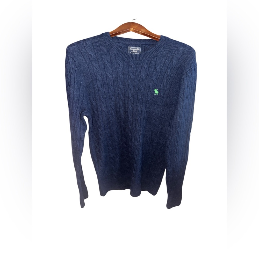 Abercrombie & Fitch Men’s Size Small Navy Cable Knit Crew Sweater Preppy Y2K